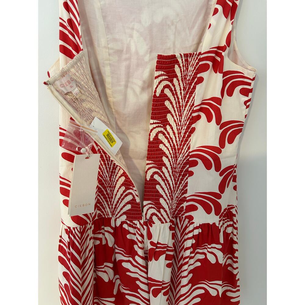NWT Ciebon Sade Wiggle Wavy Stripe Sleeveless Dress Button Front Drop Waist XL - Picture 10 of 11